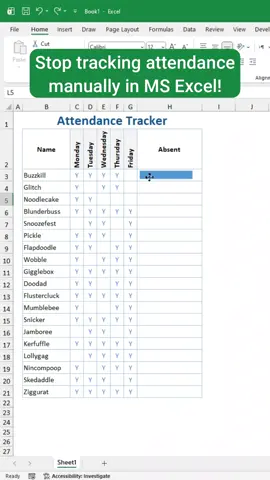 Create attendance sheet in pro style #excel #exceltips #exceltutorial #excelstacks #learnexcelontiktok #excelhelp #productivityhacks #spreadsheetskills #microsoftexceltutorial #FYP #fypage #fypppppppppppppp 