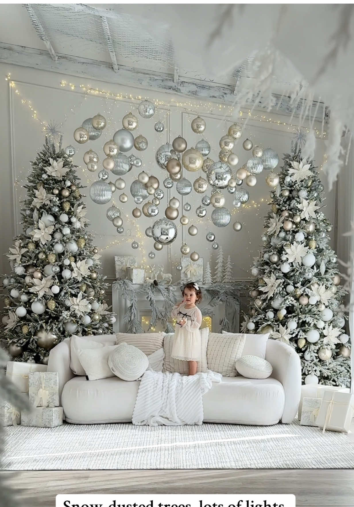 ‘WINTERGLOW’ IN THE NEST Step into the season’s softest glow. ❄️ We reimagined the Nest for the holidays with everything Mint Room is known for: bright, natural light, an all-white palette, and details that make every shot effortless.  Snow-dusted trees, glowing neutrals, and metallic accents set the scene, while our signature floating ornaments make their return, bringing back that touch of holiday magic our community looks forward to each year. Wrapped gifts, delicate garlands, and festive textures that feel warm, inviting, and timeless. It’s a setup made to capture both cozy family moments and elevated campaign work. Inside the room you’ll find: ❄️ Two flocked Christmas trees with oversized ivory + champagne ornaments ❄️ Floating ornaments suspended throughout, one of our signature holiday features ❄️ A swing dressed for the season ❄️ A cozy white lounge with layered pillows and throws ❄️ A mirror that doubles as a creative angle to shoot through ❄️ Bright all-white walls + natural lighting that make every image shine ✨ Winterglow 📍 Nest Studio | 300 Campbell Ave, Unit 201, Toronto 🗓️ till January 4, 2026 💻 book now via mintroom.ca 💸 $115/hour on weekdays; $130/hour on weekends Multi-hour booking discounts are available throughout Monday-Friday. #christmasdecor #whitechristmastree #whitechristmasdecor #christmaslivingroom #christmasdecorideas