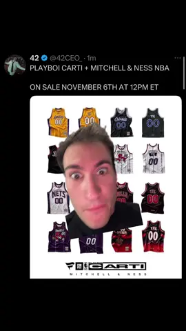 #greenscreen PLAYBOI CARTI + MITCHELL & NESS NBA ON SALE NOVEMBER 6TH AT 12PM ET #playboicarti #NBA #yvl #42ceo 