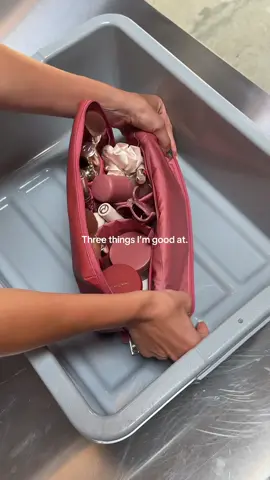 Three things we're good at. Traveling with the Large Cosmetic Pouch, the Makeup Brush Pouch and the Blush Charm in Worth. Shop the BÉIS x @rarebeauty collection at rarebeauty.com & beistravel.com today. #beisxrarebeauty 