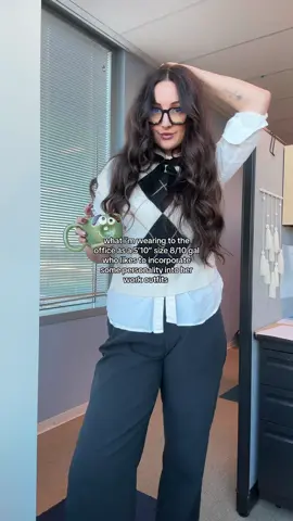 had to crank up the professional vibes today for meetings and an executive presentation! but i always still want to feel like myself so i added some fun details like the bow and my @Dr. Martens Mary Jane’s! argyle sweater vest is cashmere from @nuuly !! #tallgirlfashion #size8fashion #officeoutfits #nuuly #argyle 