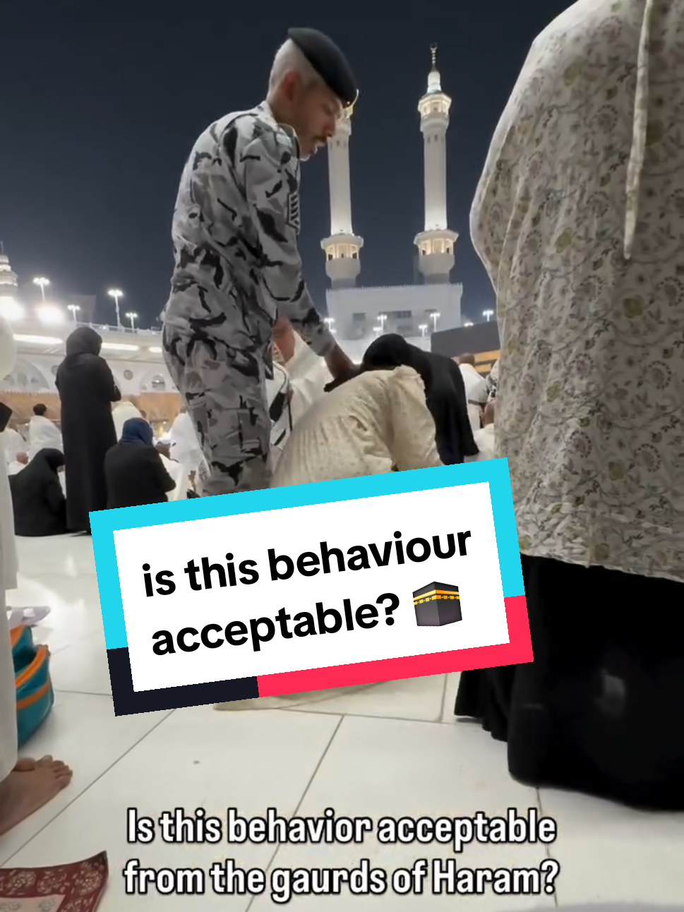 The second clip with the man you could argue about who's right or wrong or the context, but the police officer has no right to put his hands on a Muslim woman and drag/pull her like that in Masjid al-Haram, in the house of Allah and in front of the Kaaba. Many police have this big ego complex and feel they need to show their power and authority. Some of them need some real training. You'll find many of the guards that are kind and soft in Makkah and Madinah, but you'll find many like this one too. #makkah #madinah #masjidnabawi #masjidalharam #saudi 