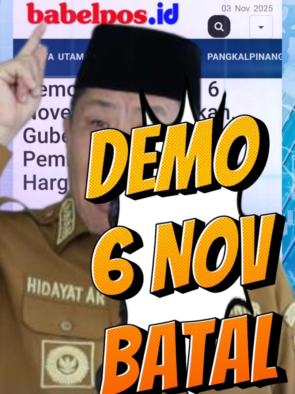 Demo Penambang 6 November Dibatalkan, Gubernur Minta Tindak Pembeli Timah Diluar Harga Kesepakatan BABELPOS.ID, PANGKALPINANG — Rencana demo lanjutan aliansi penambang pada 6 November 2026 dibatalkan. Keputusan ini setelah ada kesepakatan dalam pertemuan antara Gubernur Kepulauan Bangka Belitung (Babel) Hidayat Arsani, Ketua DPRD Didit Srigusjaya, Forkopimda, PT Timah dan perwakilan masyarakat penambang di Ruang Pasir Padi, Kantor Gubernur Babel, pada Senin (3/11/2025). Kesepakatan itu ditandai dengan penandatanganan berita acara oleh pihak aliansi masyarakat penambang, Gubernur, Forkopimda, dan PT Timah Tbk. “Kami tidak melarang aksi demonstrasi. Di sini kita duduk bersama agar ada solusinya. Semoga ke depan permasalahan pertimahan ini bisa diselesaikan secara bersama-sama,” ungkap Gubernur Hidayat.  Gubernur menegaskan bahwa tiga poin utama permintaan aliansi telah dipenuhi oleh Pemerintah Provinsi bersama PT Timah Tbk, salah satunya adalah komitmen penerapan harga beli pasir timah sebesar Rp300 ribu per SN 70 persen, sehingga tetap memberikan keuntungan bagi masyarakat penambang. “Pak Dirut PT Timah sudah berkomitmen harga beli Rp300 ribu untuk SN 70 persen. Dengan demikian, masyarakat penambang bisa memperoleh keuntungan paling kecil antara Rp90 ribu hingga Rp100 ribu. Saya rasa Pak Dirut sejauh ini tidak melakukan perubahan, tetap menyesuaikan dengan harga timah dunia,” jelasnya. Kendati demikian, Gubernur menyoroti adanya perbedaan harga di lapangan, di mana sebagian penambang justru menjual timah dengan harga hanya berkisar Rp90 ribu. Hal ini menjadi salah satu pemicu terjadinya keresahan di kalangan penambang yang juga sempat memicu aksi lanjutan. Oleh karena itu, Gubernur meminta aparat penegak hukum untuk menindak tegas oknum pembeli timah yang bertransaksi di luar ketentuan harga yang telah disepakati bersama. “Alhamdulillah, semuanya sudah sepakat dan tidak ada demonstrasi pada tanggal 6 ini. Kami berterima kasih kepada koordinator aksi. Intinya, tidak ada yang melarang masyarakat menambang, asalkan sesuai aturan dan memenuhi persyaratannya,” tegas Gubernur. Sementara itu, koordinator aliansi, Batara, menyampaikan apresiasi atas keterbukaan forum yang diinisiasi oleh Gubernur hingga menghasilkan kesepakatan bersama. Ia menegaskan bahwa rencana aksi demonstrasi sejatinya merupakan langkah terakhir apabila tidak ditemukan solusi. “Terima kasih kami ucapkan kepada Pak Gubernur. Semoga forum ini membawa hikmah, mengembalikan kebahagiaan yang sempat hilang dari kawan-kawan penambang. Kami berharap PT Timah bisa menepati janjinya,” pungkasnya. Selengkapnya baca di: https://babelpos.disway.id/berita-utama/read/680400/demo-penambang-6-november-dibatalkan-gubernur-minta-tindak-pembeli-timah-diluar-harga-kesepakatan #aliansipenambang #demotimah #tambangtimah #demo6november 
