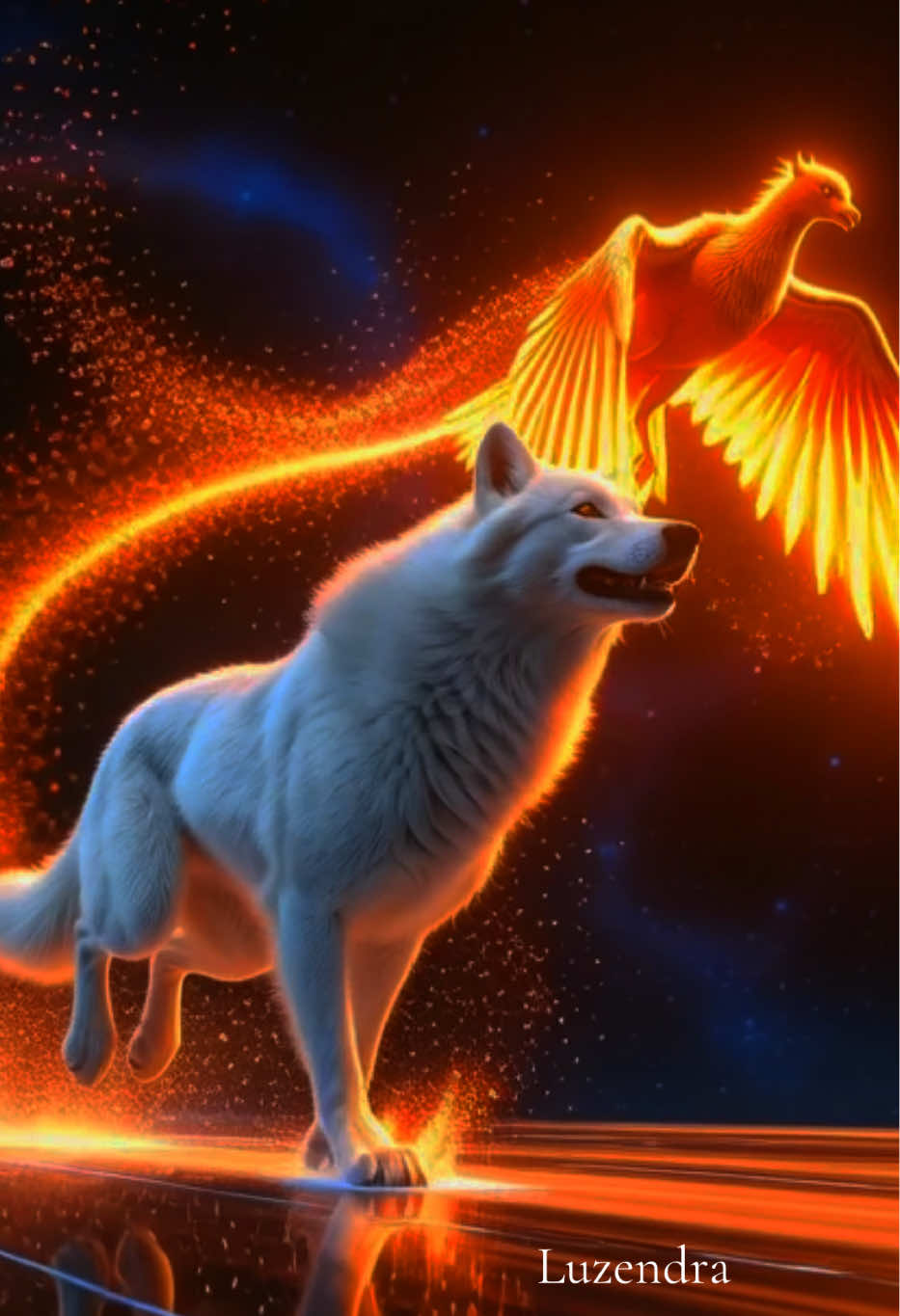 Renacer.                        Fondo de pantalla animado #LiveWallpaper #AnimatedWallpaper #4KWallpaper #wolf #avefenix 