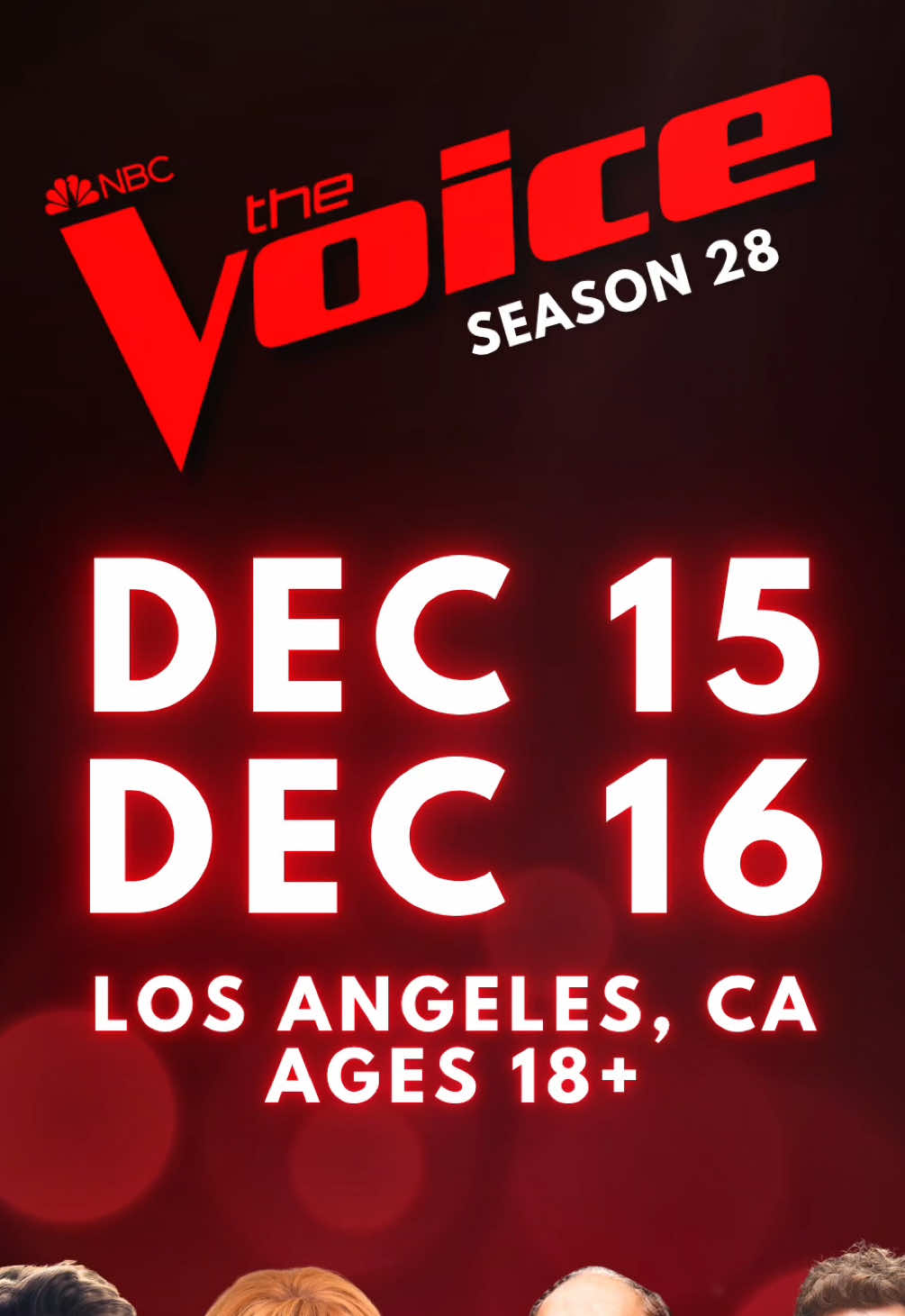 THE WAIT IS OVER! 🎤✨ Season 28 live shows of @NBC's The Voice are HERE and you do not want to miss these jaw-dropping performances! Request your spot in the audience now. Link in bio. December 15 & 16 Los Angeles, CA Ages 18+ #TheVoice #NiallHoran #RebaMcEntire #SnoopDogg #MichaelBublé  