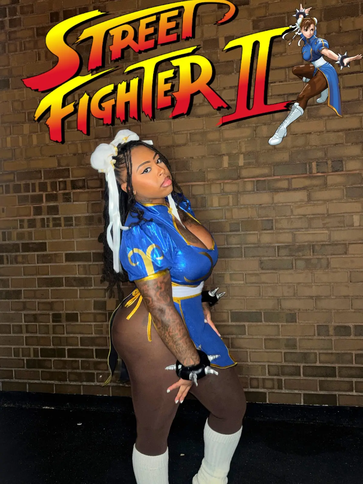 Loved my costume so much decided to post it on TikTok 🥰👊🏽 #Halloween2025 #ChunLi #Streetfighter #Locs #Tattoos 