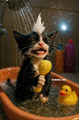 Funny singing cat in the bath Lu lu la la la! #funnycat #catsoftiktok #viralcat #singingcat #fyp