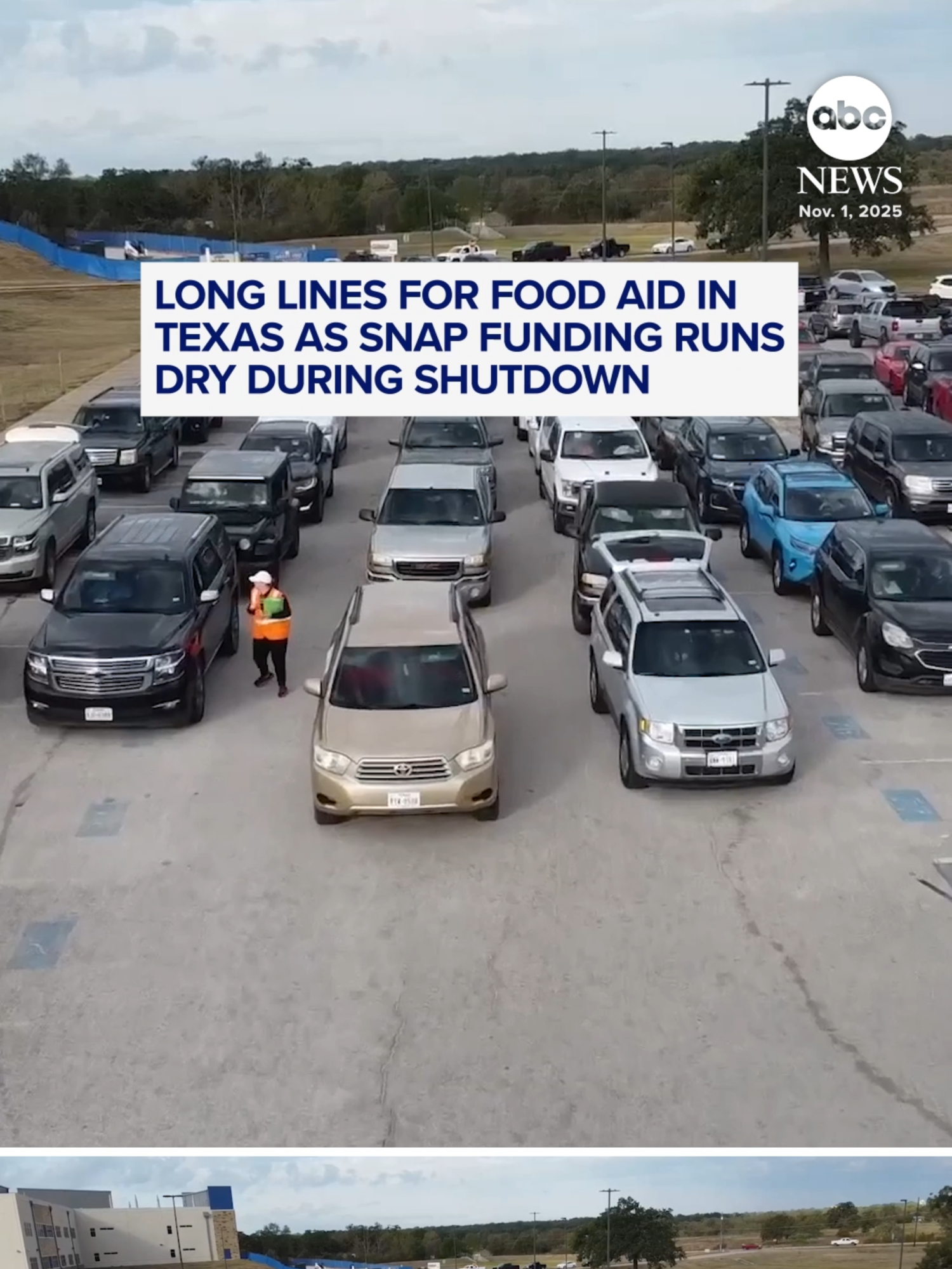 Hundreds of people lined up for food assistance at a central Texas high school on Saturday as funding for this month's SNAP benefits has run dry, the Department of Agriculture said.   The Trump administration has committed to partially funding the SNAP with a $4.65 billion payment — but using emergency funds to pay for reduced SNAP benefits could take 