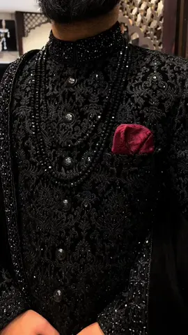 Intricate black-on-black embroidery, hand-beaded embellishments, and a deep velvet finish.  This isn’t just tailoring, it’s presence. The level of detail and quality? Unmatched. DM us on Instagram to inquire