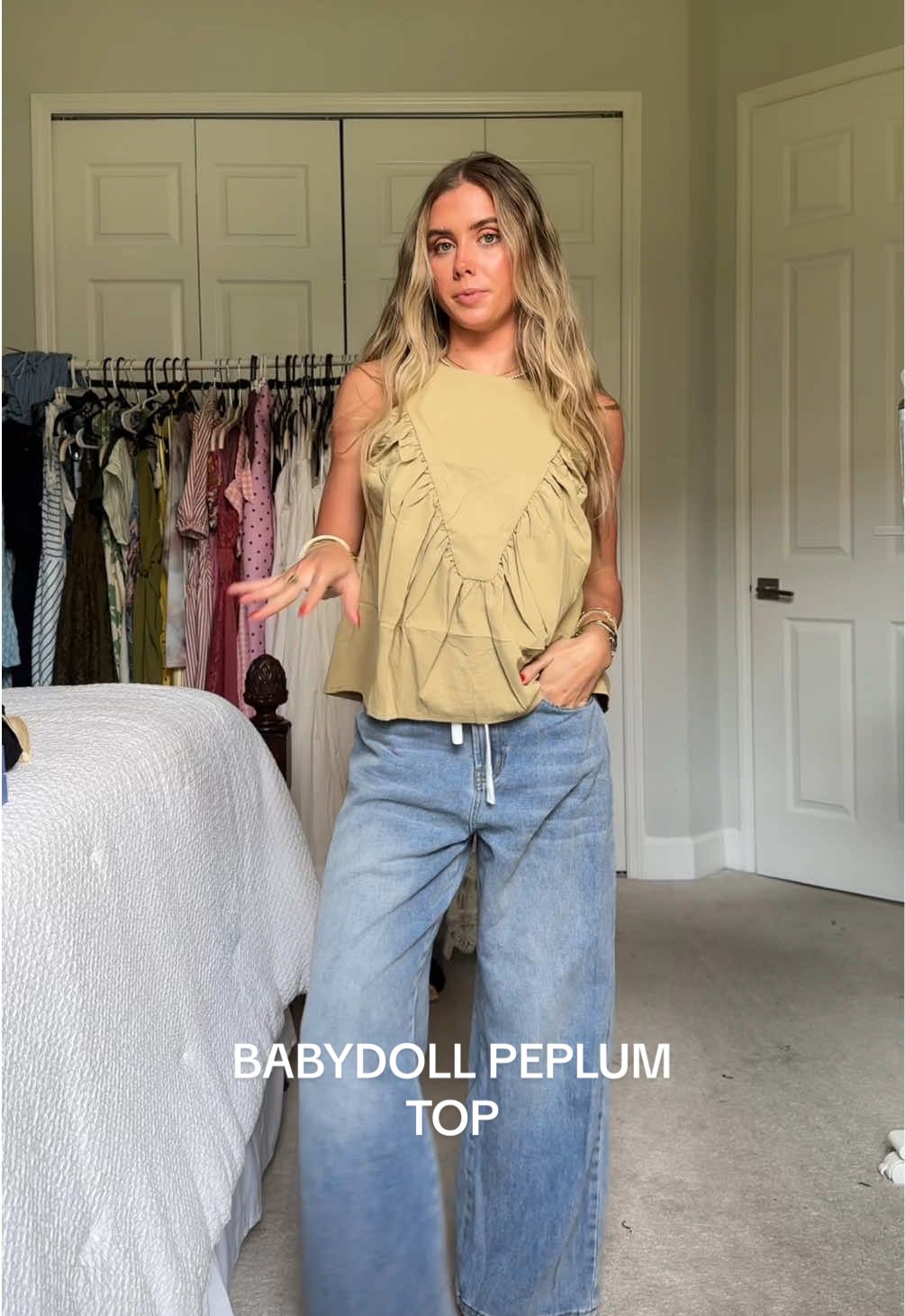 mix between a blouse and a peplum babydoll style top I have it in quite a few colors now it’s precious and works well with any style bottom too 🤭 size small I’m 5’4 size 25 waist.  #babydolltop #blousetops #workweartops #workwearstyle #falltops @Uaneo 
