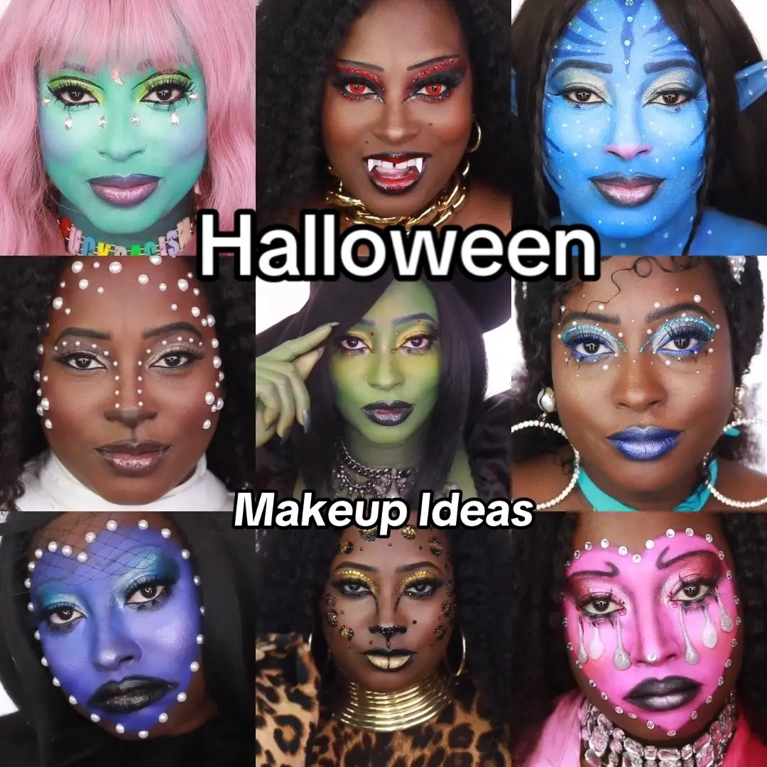 Halloween Makeup Idea! This was my first year really creating looks for spooky season and these are some of the ideas that I was able to create.  Alien makeup, alien girl makeup, alien makeup inspo Alien makeup tutorial, Vampire makeup, glampire, vampire makeup inspo vampire makeup tutorial Avatar makeup, avatar makeup inspo, blue face paint  Avatar makeup makeup tutorial, Deer makeup, deer makeup inspo, Pearl makeup, avatar makeup tutorial, Elphaba makeup, green face paint, wicked makeup, Elphaba makeup tutorial, Mermaid, mermaid core, rhinestone makeup, mermaid makeup inspo, ocean eyes, blue makeup, mermaid makeup tutorial, Blue Sad Clown makeup,  colorful creative makeup, clown makeup tutorial, Leopard makeup, leopard makeup inspo, Pink Sad Clown, clown core, clown Inspo, halloween makeup inspo, dark skin makeup, editorial makeup, avant garde makeup, easy makeup tutorial #halloweenmakeupideas #creativemakeup #rhinestonemakeup #facepaint #halloweenmakeup 