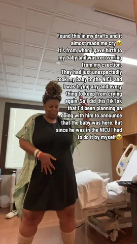 This first time mom had NO IDEA what life was about to be🥹 looking back at this I wish I could warn her😭 but also let her know…WE MAKE IT!!! But watching this back….The slow turn and walk back and the holding my belly so I didn’t have too much movement and cause more pain from my csection🥹  He only had to be in the 1 day thank God but it was still traumatic how it all came to be when we were basically getting ready to be discharged  #birthstory #newmom #postpartum 