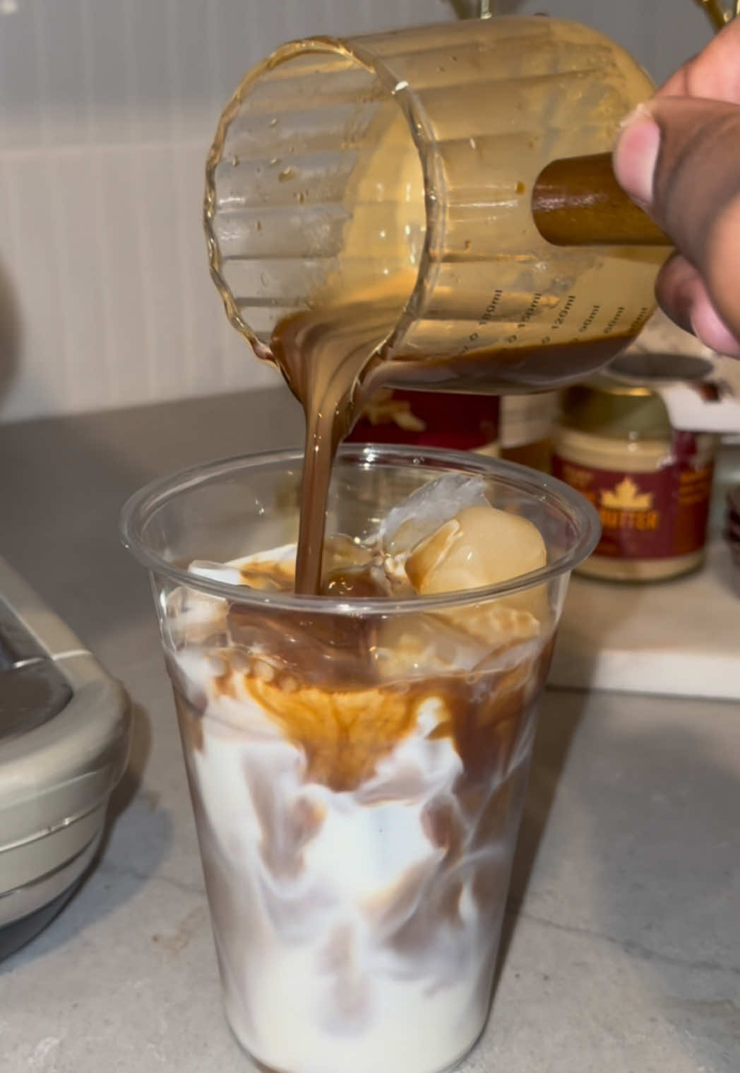 A moms fix. #icedcoffee #espresso #maplebutterlatte 