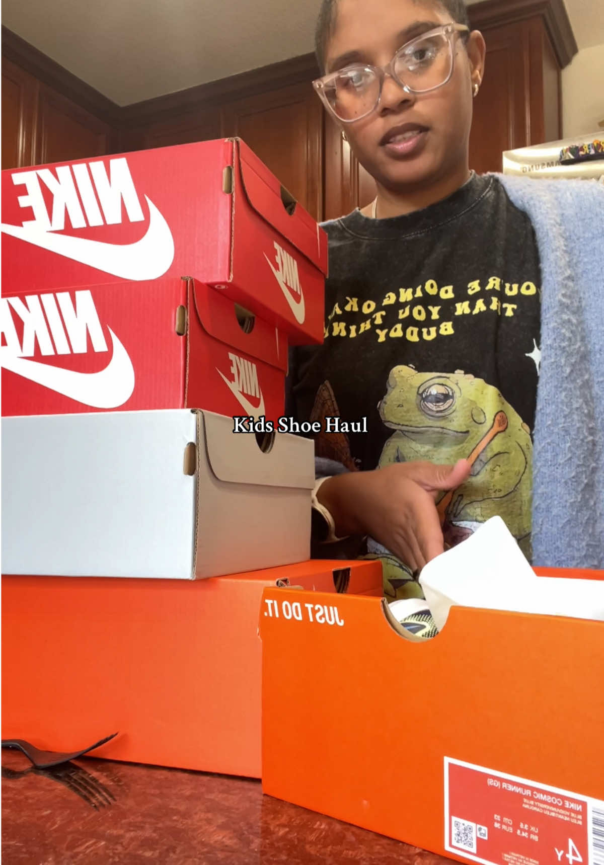 Let’s see how fast my son grows out of these 😭😩 #kidsshoehaul #nike @Nike #nikekids #nikekidssneakers #newshoes 