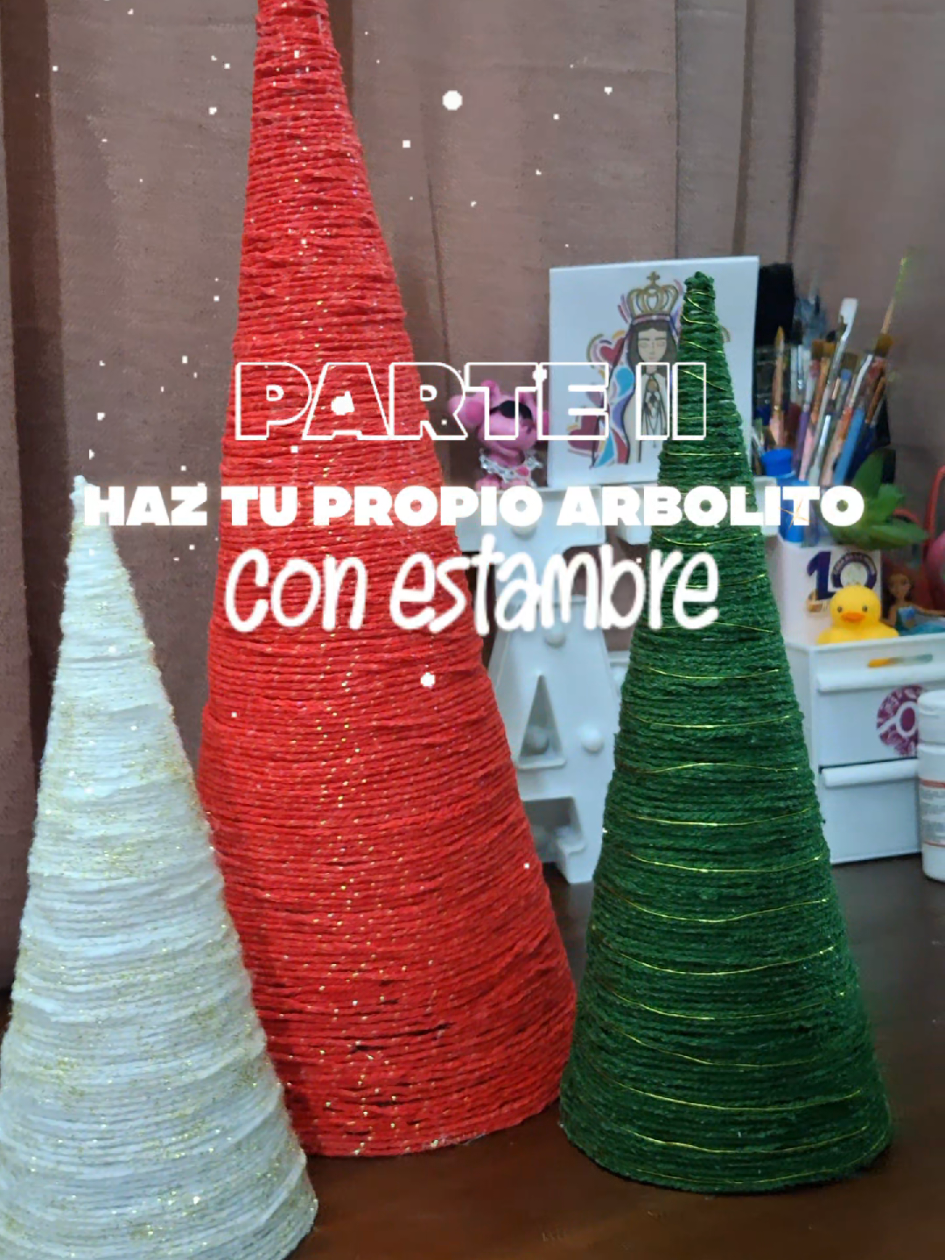 2da parte del tutorial de Arbolitos con estambres, una decoración sencilla de hacer y económica para cualquier lugar de tu casa u oficina🎄🌟 #arbolitodenavidad #navidadentiktok #itstime #manualidades #decoracionnavideña 