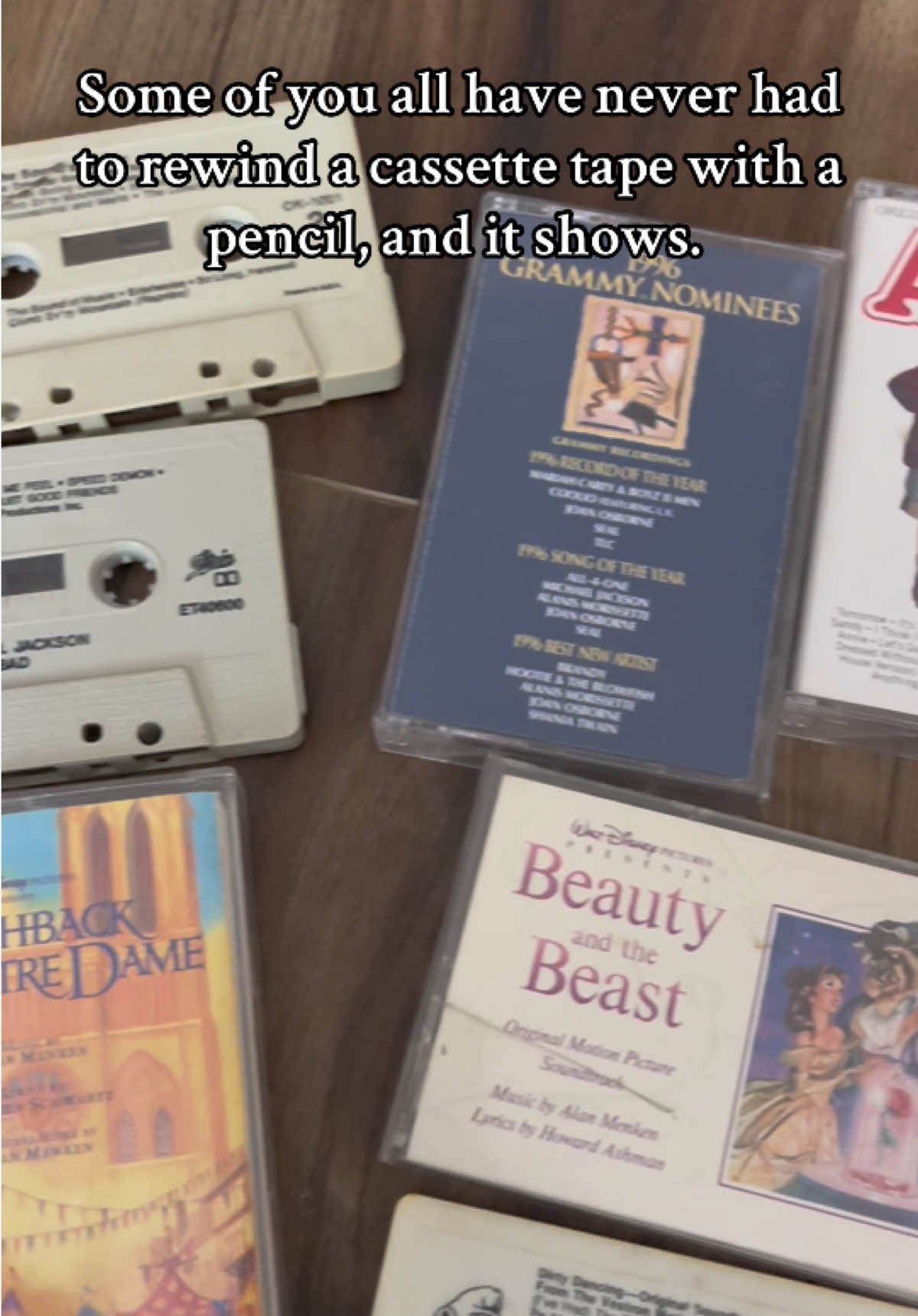 I found some of my cassette tape collection in a box. It shouldn’t surprise anyone that I’m now a Disney adult who loves musicals. #80s #musicals #cassettetape 