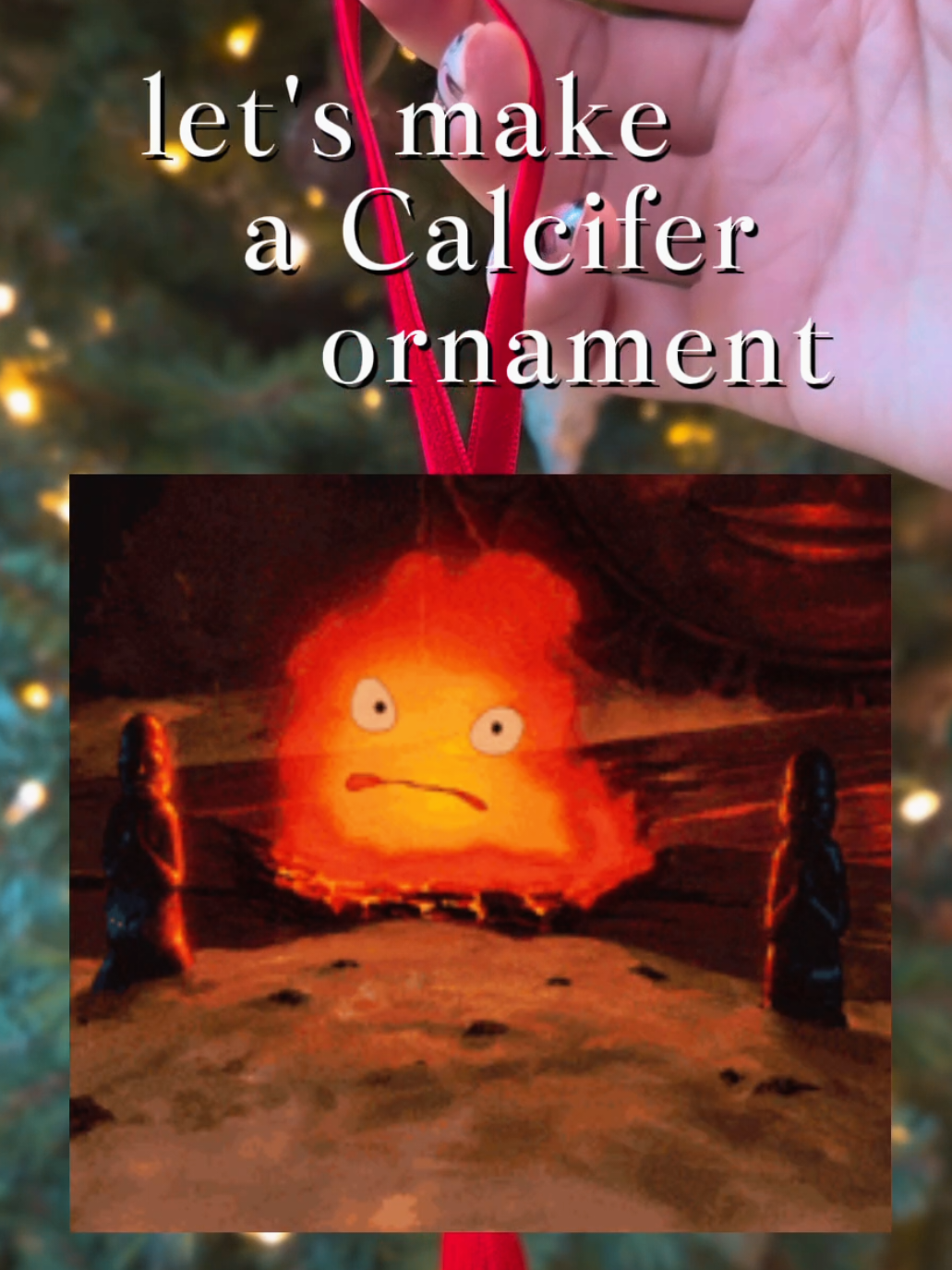 Calcifer felt ornament ✨️ #diychristmas #christmascraft #feltornaments #diyornaments 