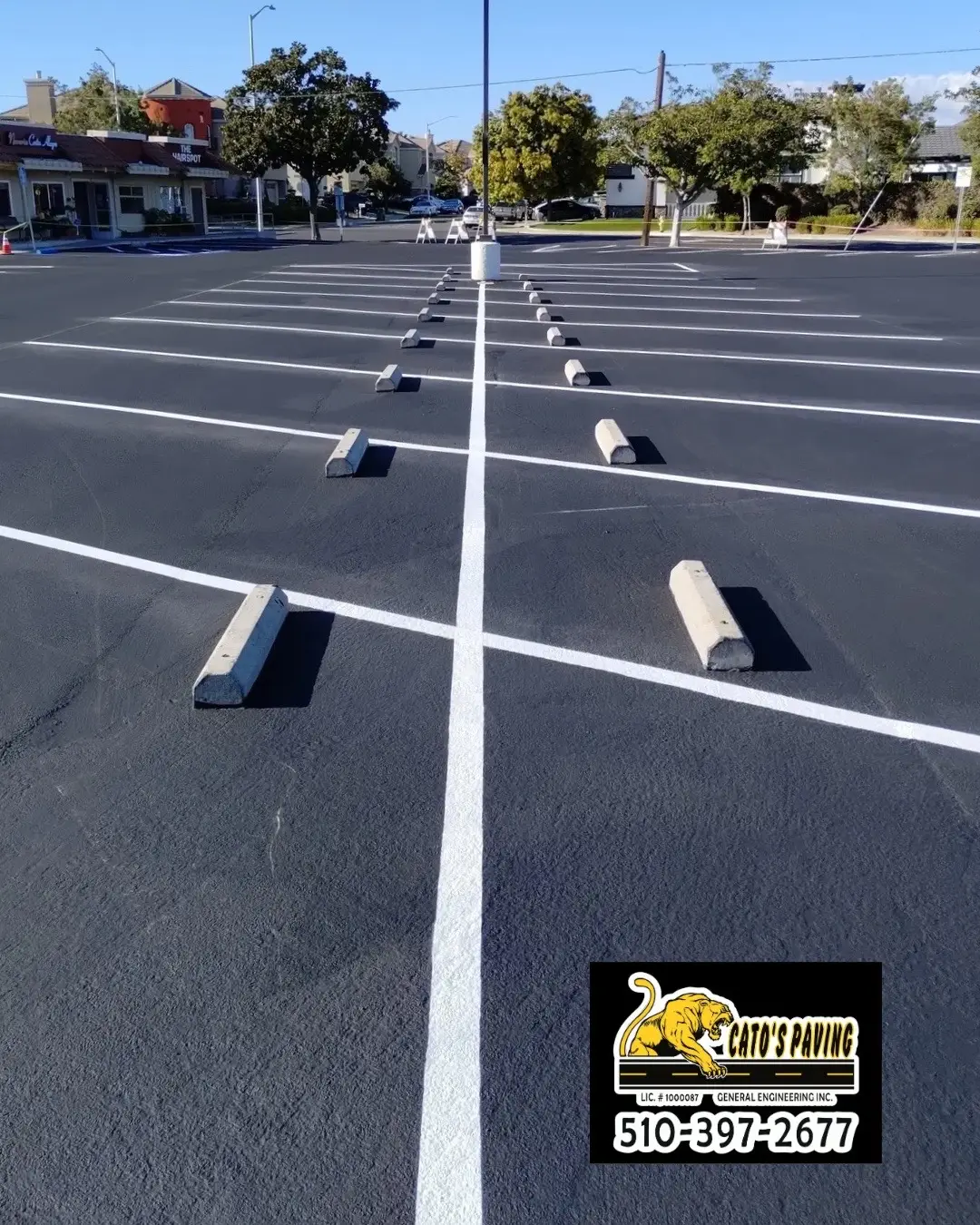 Take a look at this incredible parking lot! It’s just another example of how fresh striping can make a difference.  We stripe parking stalls and so much more. Cato’s Paving can customize designs and colors to accentuate any property. Contact us today for a free, no obligation quote! ▫️ 510-397-2677 ▫️ OFFICE@CATOSPAVING.COM