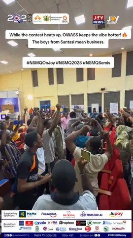 While the contest heats up, OWASS keeps the vibe hotter! 🔥 The boys from Santasi mean business. #NSMQOnJoy #NSMQ2025 #NSMQSemis