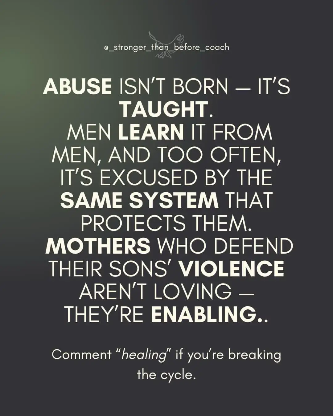 Abuse doesn't just happen. It’s learned, normalized, and excused by the same systems that protect abusers - while shaming survivors for speaking up. But the cycle ends with awareness and refusing to stay silent anymore.