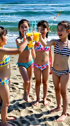 友情は大事 #girl #Summer #beach #女の子　#海　夏　暑いよね。ジュースで乾杯しよう、最高の夏にしよう