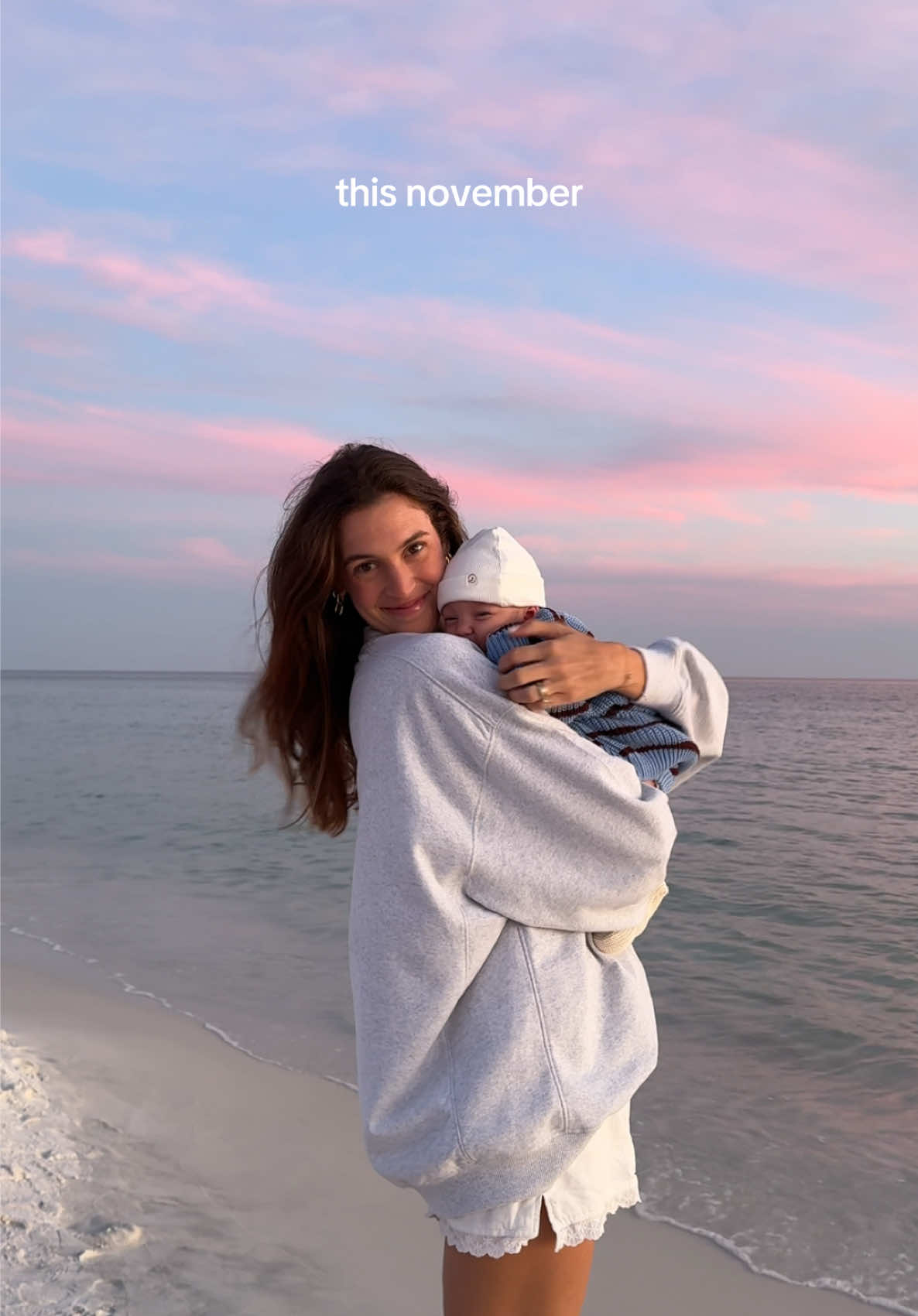 a sweet new addition to our sunset walks🥹✨ #fyp #newparents #firstimeparents #girlmom #beachbaby 