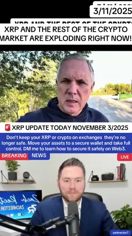 Most Important XRP Video You’ll Ever Watch November 3, 2025 XRP and the entire crypto market are making moves again! 🚀 Don’t keep your XRP or any of your crypto assets on exchanges — they’re no longer safe after the recent crash. Protect your assets before it’s too late. Move your XRP or crypto to a secure wallet and take full control of your crypto. DM me if you want to learn how to properly secure it using the safest Web3 setup. #XRP #Crypto #XRPNews #CryptoUpdate #ViralNews