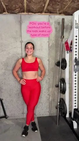 LEGGGG DAYYYY 💪🏼 (my favorite day) ft. my sketchy basement 😇 trying to convince my husband to build me a little gym I’ll keep you updated muahahah 🙂‍↕️  ————— WORKOUT: 4x10 back squats  3x12 Romanian deadlifts 3x10 (each leg) Bulgarian split squats 4x10 barbell hip thrusts 3x10 (each leg) step ups 3x10 (each leg) cable kickbacks 3x12 hanging knee raises AB FINISHER :30 plank :30 plank hip dips :30 rest  (Repeat three times) #sahm #momswhoworkout #legdayworkout #workoutathome #momoftwo 