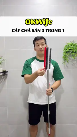 Cây chà sàn 3in1 Okwife vừa chà sạch, vừa gạt nước có móc treo tường quá là tiện luôn.#thanhtienich #caychasan #caychasannhatamdanang #okwife #donnha 