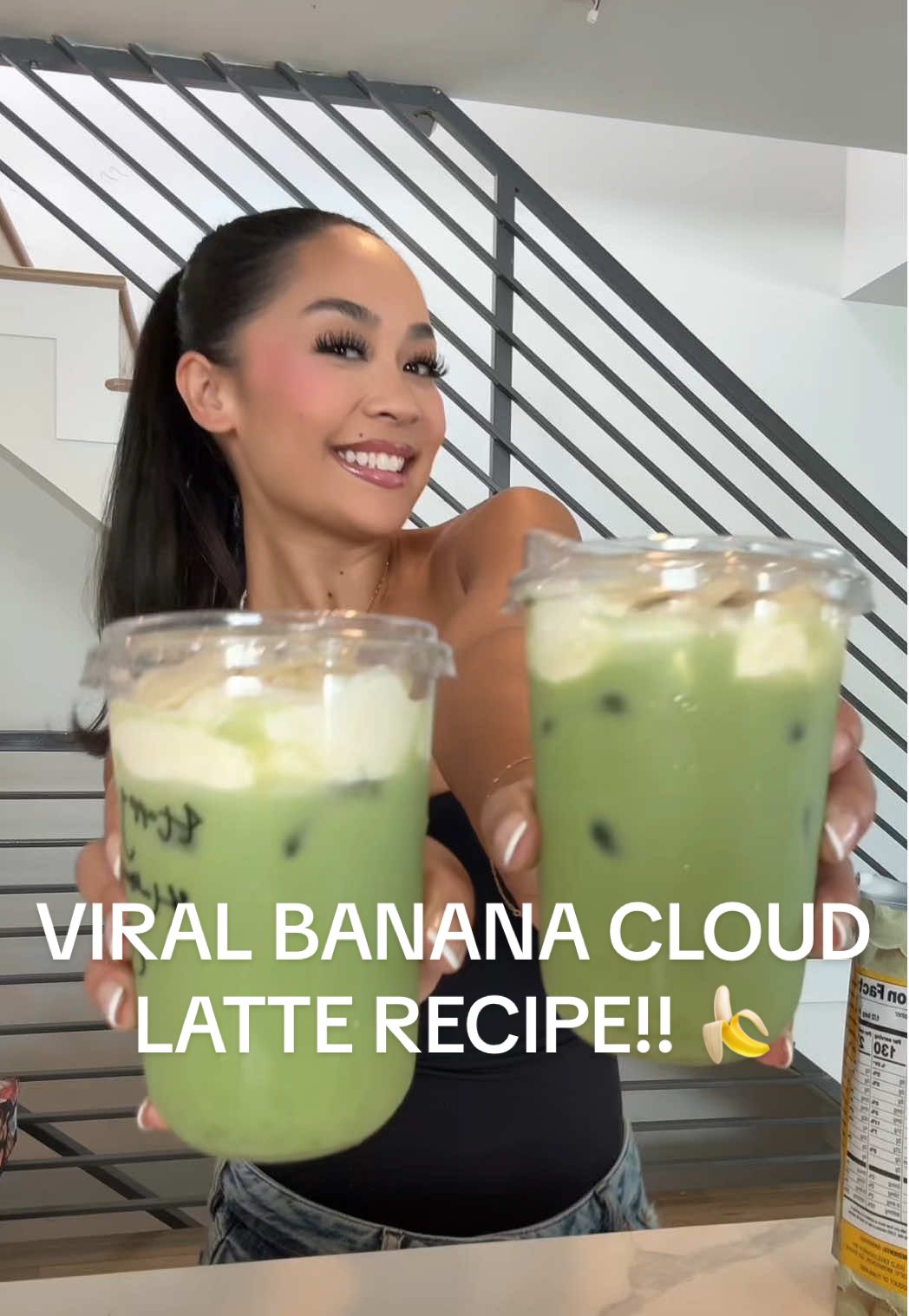 I’ve had this latte 8 days in a row now 🍌 (and idc) #matcharecipe #bananacloudlatte #lalalandkindcafe #matchalatte  recipe :)  - la la land matcha  - oatmilk  - soft top: heavy whipping cream + caramel  BROWN SUGAR BANANA SYRUP: - 1 tbsp butter - 2 ripe bananas - 1 cup brown sugar  - 1 cup water - 1 tsp vanilla  - 1 pinch flakey salt  - 1 tsp cinnamon cook ripe bananas with butter on medium heat until fragrant and browned. add sugar, mix. add water, mix. let simmer on low-medium heat for 10 mins. add remaining ingredients. simmer 2 mins. let cool. blend!!! store in fridge 🫶🏼