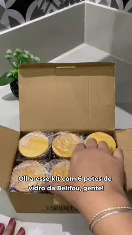 kit com 6 potes de vidro e tampa de bambu  🔥Comente 