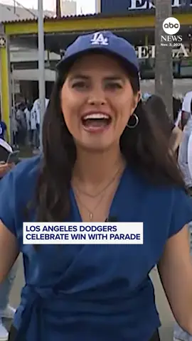 Dodgers fans flood the streets of Los Angeles in a wave of blue and white, celebrating back-to-back World Series wins. #LA #Dodgers #Sports