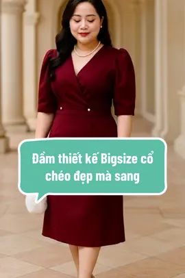 Đầm thiết kế Bigsize cổ chéo đẹp mà sang #damvay #damvaydep #damvaytrungnien #vaydam 