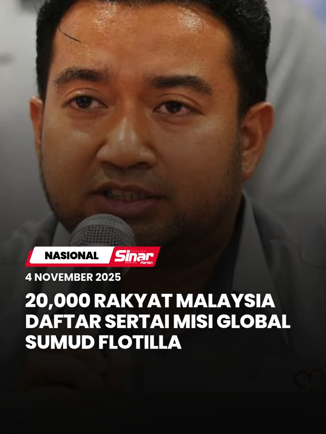 Sambutan rakyat Malaysia terhadap inisiatif kemanusiaan Global Sumud Flotilla (GSF) meningkat mendadak kepada 20,000 pendaftaran selepas misi terbaharu pasukan itu berakhir. Ketua Pegawai Eksekutif Cinta Gaza Malaysia (CGM), Nadir Al-Nuri berkata, angka tersebut meningkat berbanding hanya 600 pendaftaran rakyat Malaysia sebelum misi GSF dijalankan. #SinarHarian #SinarTerkini #GlobalSumudFlotilla #GSF #CintaGazaMalaysia #NadirAlNuri #Sukarelawan #NGO #Global