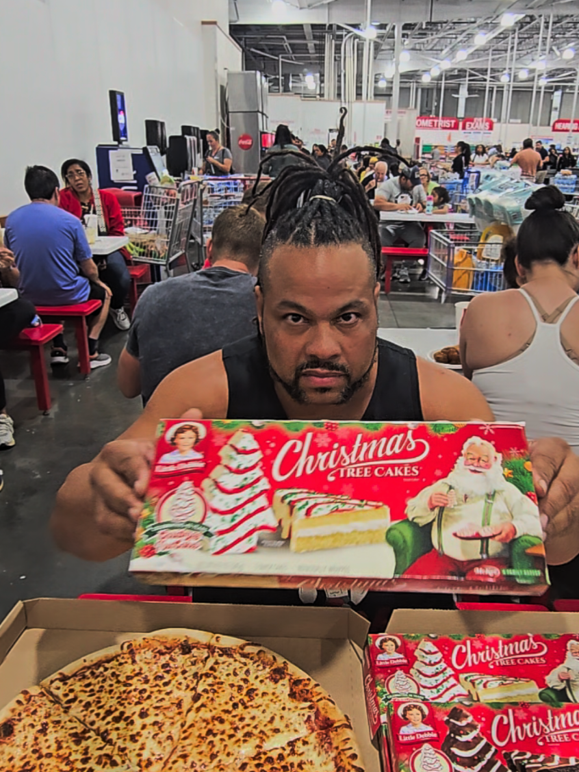 Let me know if y'all would try ? Whole cheese pizza from Costco only $9.95  Little Debbie Christmas Tree   cakes ENORMOUS Pizza Pie has 264 grams of protein  #foodhack #hack #viralvideo #fyp 