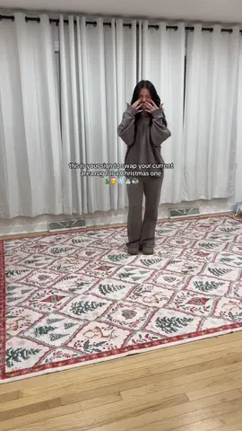 Such a fun way to switch up your decor throughout the year 🎁🤞🏼 #arearug #style #homedecor #tiktokshopblackfriday #christmasrug 