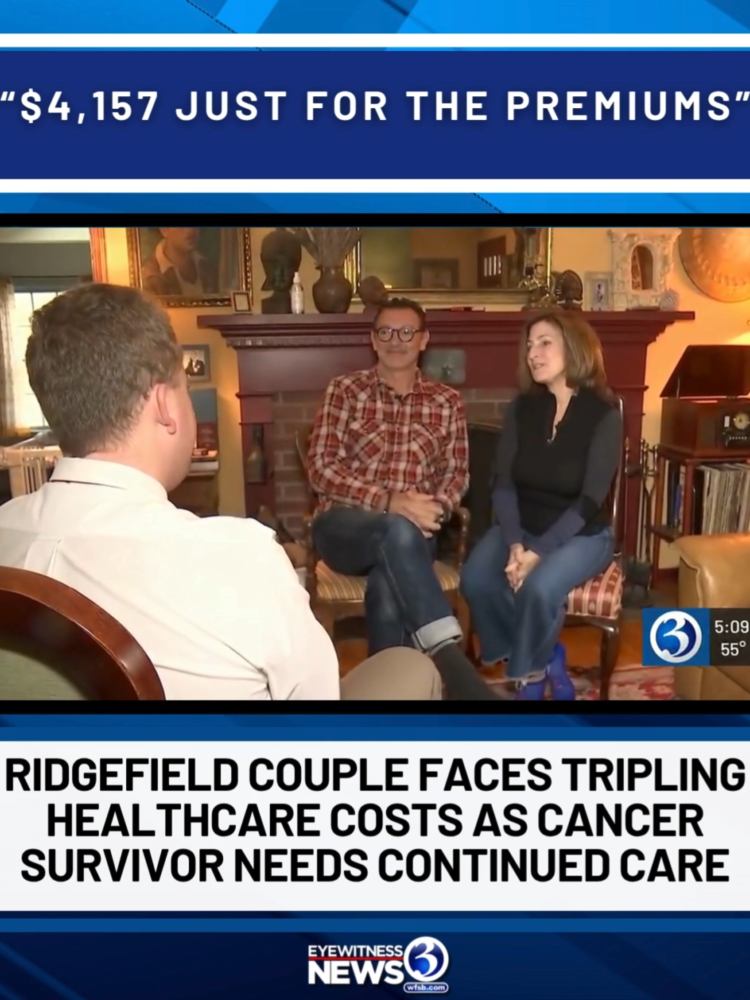 A Ridgefield couple is among thousands of Connecticut residents facing skyrocketing healthcare costs, with one being a cancer survivor forced to pay thousands more to continue routine screenings. Remy and Nina Deyglun have lived in Ridgefield for 30 years and have relied on healthcare coverage through the government for the last 15 years. Their current monthly premium is $963. The couple is in sticker shock looking at costs for the same plan next year. “It would go up to $4,157 just for the premiums,” Nina Deyglun said. “So, we’re going to the cheaper one which is $3,352.” #connecticut #localnews #breakingnews #news #wfsb #ct #ridgefieldct #healthcare #premiums #healthcarepremiums #governmentshutdown #healthinsurance #acesshealth #ConnectiCare #cancer #bladdercancer #yale #yalenewhavenhospital #oncology #subsidies #republican #democrat #openenrollment