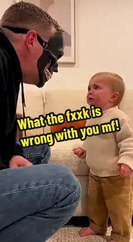 Kid Gets Mad at Dad's Scary Mask Prank #scary #dad #prank #baby #funny
