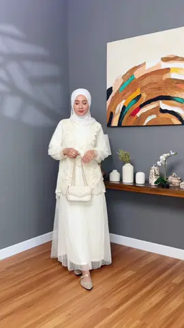 Contoh tryon Salvina dres warna cream🤩 #racuntiktok #ootdhijab #dresskondangan #dresslebaran2026 #lebaran2026 