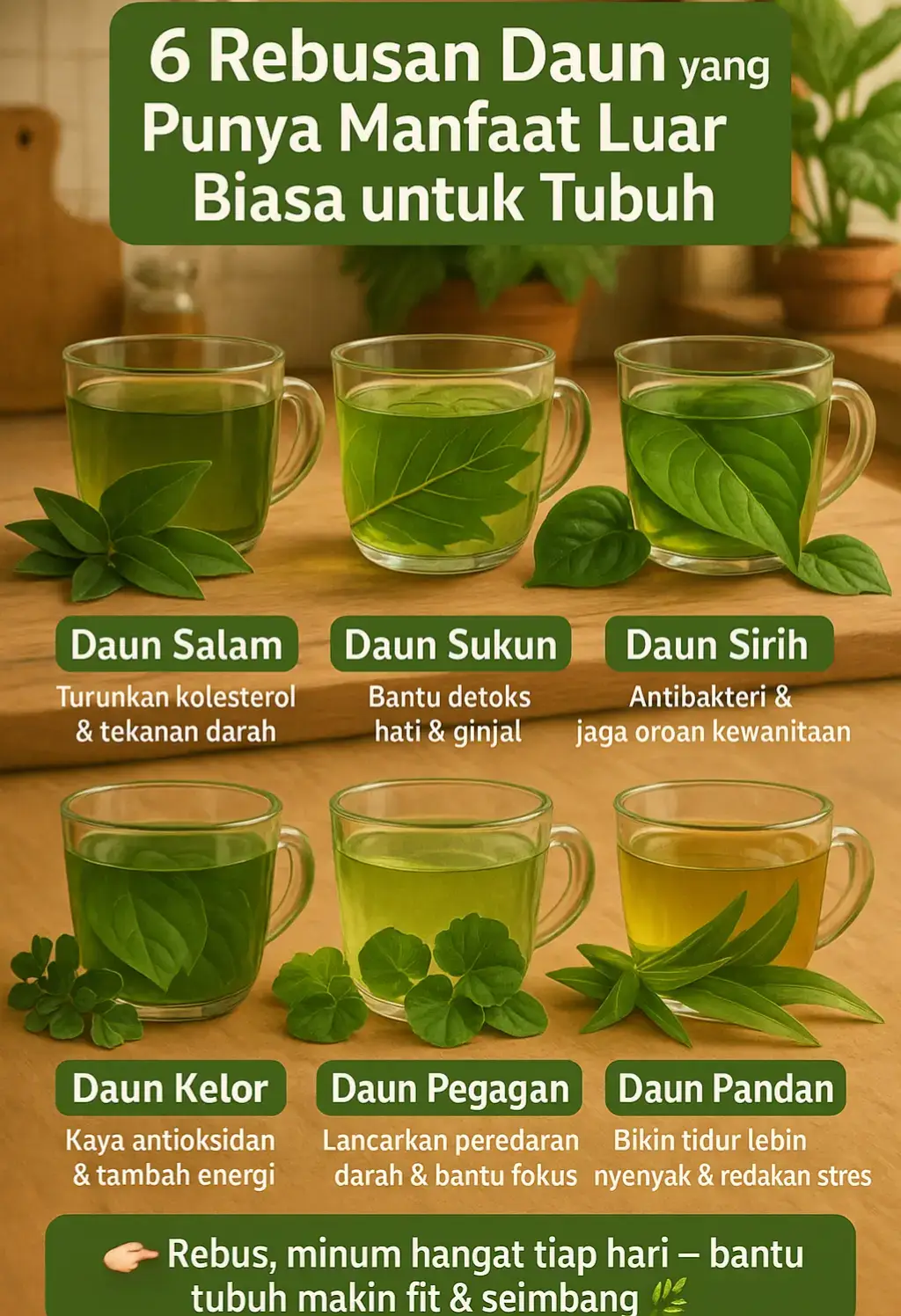 Daun-daun ini ternyata bisa bantu tubuh tetap fit dan bersih dari racun alami 🌿 #rebusandaun #herbalalami #detokstubuh 
