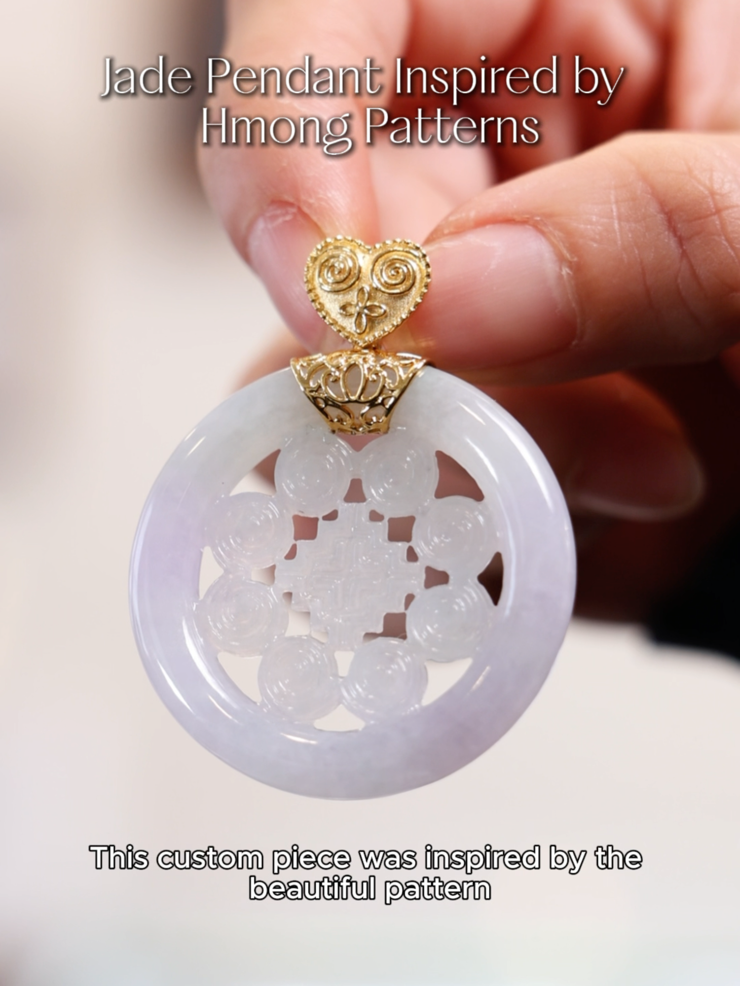 Jade Inspired by Hmong Culture 💚 This is a custom piece that we had the honor of bringing to life. Our customer brought to us a pattern that holds deep meaning in the Hmong community. She grew up watching her mother embroider this pattern onto clothes, and it serves as a reminder of her mother's love and care.  Such a touching symbolism carved into jade makes this an absolutely priceless piece. On top of that, it is hand-carved in the 镂空 (lòu kōng), where the negative space become a part of the art. We're so grateful we got to bring this vision to life. What do you guys think? Let us know your thoughts!  #jade #custom #jadeite #hmong #culturalart #jewelry #jadependant