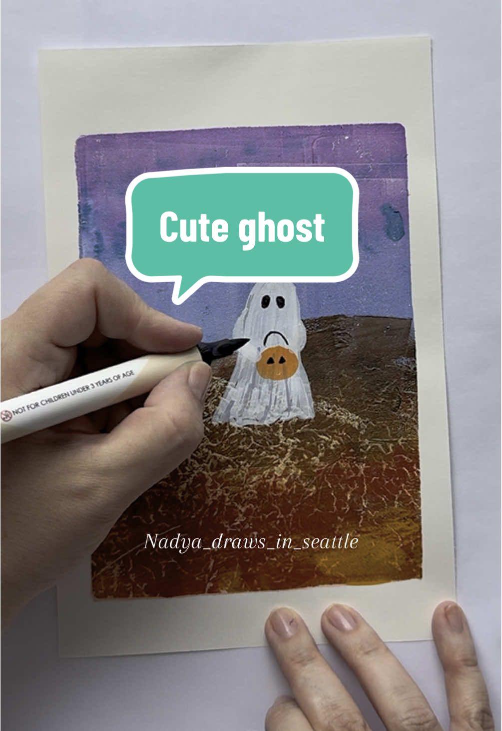 Forgot to post this gel printing idea before Halloween 🫠🎃👻 But better late than never ☺️ #seattleartists #gelplateprinting #gelplate #gelprint #monoprint 