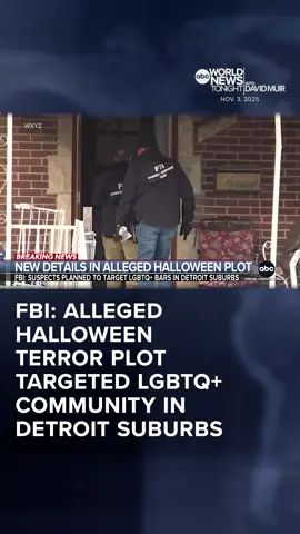 Pierre Thomas has the latest on the disturbing new details emerging from the FBI's investigation into the alleged ISIS-inspired Halloween terror plot in #Michigan. Agents claim the suspects were going to target the LGBTQ community in the suburbs of #Detroit. #WorldNewsTonight #WNT #DavidMuir  