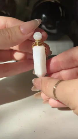 Crystal vial necklaces 💎  #crystalshop #jewelry #crystalsoftiktok #tiktokshop #crystals #gemstone #zodiac #perfume 