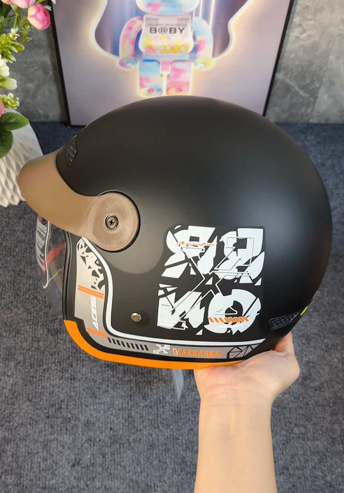 Mũ bảo hiểm có kính ẩn 3/4 đầu #emhuyensansale #mubaohiem #mubaohiemcokinhan #mubaohiemcokinh #mubaohiemmasontex 