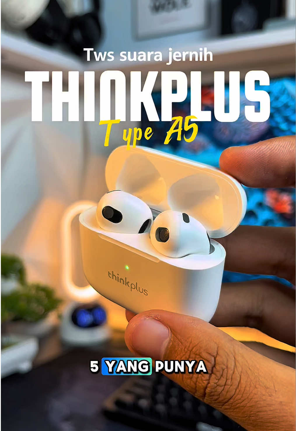 Tws Design cakep suara jernih THINKPLUS A5 punya fitur touch countrol ANC dan Bluetooth 5.4, belinya di pojok kiri bawah! #twsthinkplus #thinkpluslenovo #twsbluetooth #twsiphone 