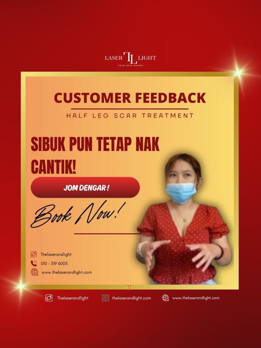 Terlalu busy sampai tak ada masa untuk diri sendiri dalam masa yang sama malu tengok kaki banyak tompok hitam ? 😭 Jom buat treatment dengan kami ❤️✨ Treatment 𝐀𝐝𝐯𝐚𝐧𝐜𝐞𝐝 𝐅𝐥𝐮𝐨𝐫𝐞𝐬𝐜𝐞𝐧𝐭 𝐓𝐞𝐜𝐡𝐧𝐨𝐥𝐨𝐠𝐲 (𝐀𝐅𝐓) dapat memudarkan kawasan kulit yang gelap. Kulit akan nampak lebih berseri, lembut, cerah dan bertambah baik secara progresif dengan rawatan seterusnya. ✔️ Tidak Sakit⠀ ✔️ Tiada Downtime ✔️ Tiada Kesan Sampingan⠀⠀ ⠀⠀ Skin Centre:⠀⠀⠀⠀⠀⠀⠀⠀⠀⠀⠀⠀⠀⠀⠀⠀⠀⠀ 📍 branch Wangsa Maju⠀⠀⠀⠀⠀⠀⠀⠀⠀⠀⠀⠀ 📍 branch Cheras Permaisuri⠀⠀⠀⠀⠀⠀⠀⠀⠀⠀⠀⠀⠀⠀⠀⠀⠀⠀ 📍 branch Shah Alam⠀⠀⠀⠀⠀⠀⠀⠀⠀⠀⠀⠀⠀⠀⠀⠀⠀⠀ 📍 branch Bangi Sentral 📍 branch Johor Bahru⠀⠀ 📍 branch Seberang Perai⠀ 📍 branch Kuantan⠀⠀⠀⠀⠀⠀⠀⠀⠀ (Laser & Light Holding Sdn Bhd)⠀⠀ . Join us at Telegram Channel to get more info & tips⠀ ⏩ https://buff.ly/3BYkAba . Hubungi kami disini (Whatsapp):⠀⠀ ⏩ https://wa.me/60103196005 . Website: ⏩ https://buff.ly/3lUyfXZ . #skincentre #laserlightskincentre #legscar #legscartreatment #skintreatment #aft #advancedfluorescenttechnology #darkunderarm #promo #darkknee #darkspot #beauty #skincare #wangsamaju #wangsawalk #shahalam #aestheticcentre #hairremoval #lighttherapy #aestheticmalaysia #skinhealth #pigment #acne #scar #ultimatefacial #facialcleanser