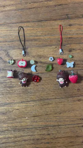 Apple & strawberry monchiichii #elysiannovelty #phonecharm #cute #monchichi 