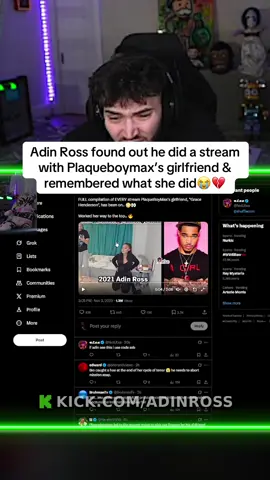 Adin Ross found out he did a stream with Plaqueboymax’s girlfriend & remembered what she did😭💔 #adinross #pbm #plaqueboymax #fyp 