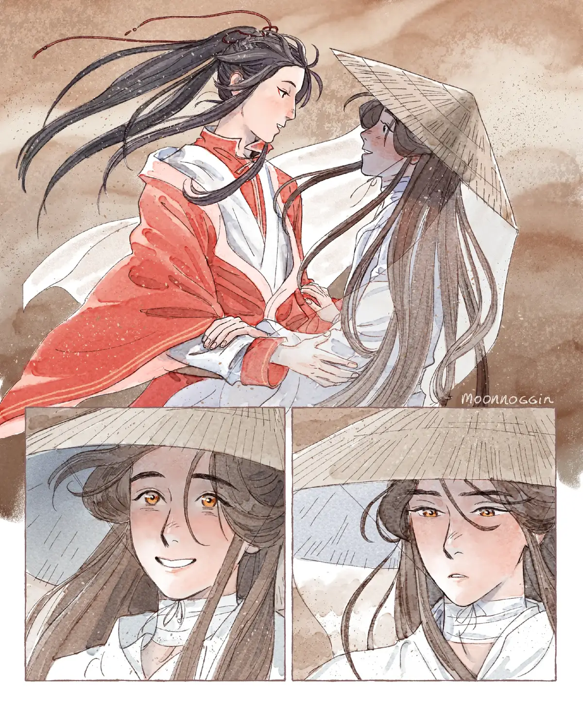 Okay, so... this is one of my favourite scenes in the donghua, and I was on a rewatch the other day with wulian on the brain and couldn't help thinking: WHAT IF, that long, wistful look in Xie Lian's face is not just the usual yearning, but because that moment reminded him of someone?  #tgcf #hualian #huacheng #xielian